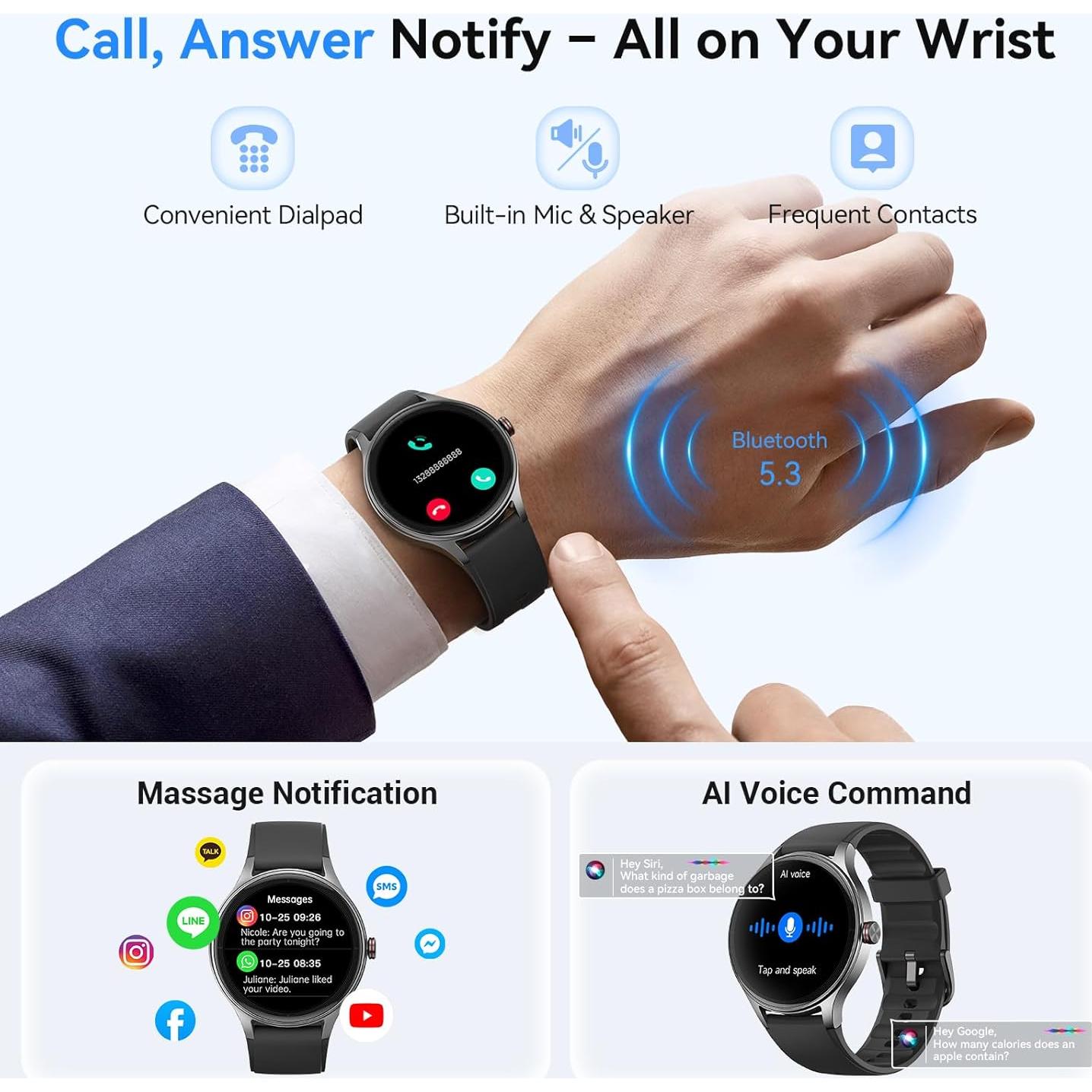 Reloj Inteligente Fitpolo Negro 1.27" Fitness Bluetooth IP68