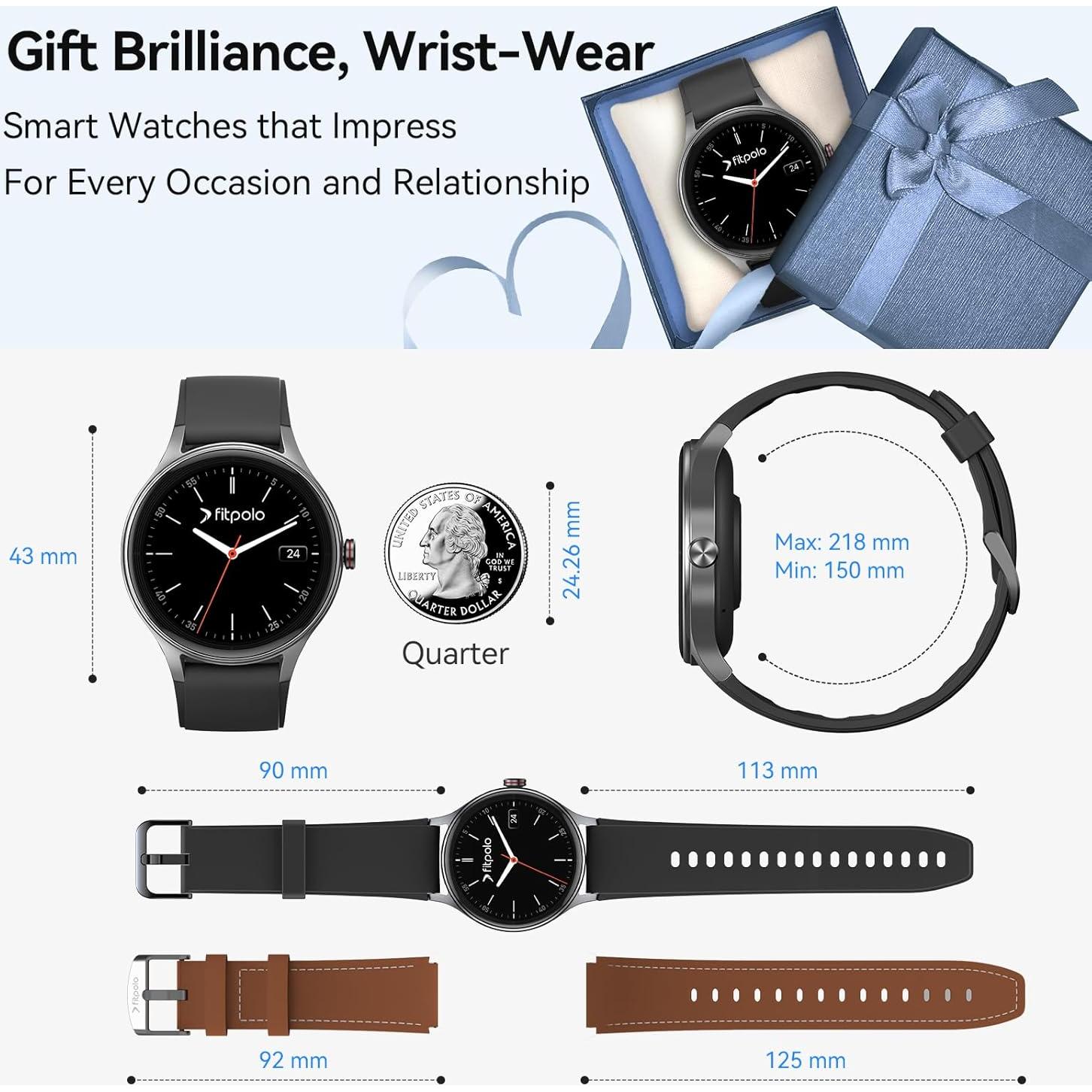 Reloj Inteligente Fitpolo Negro 1.27" Fitness Bluetooth IP68