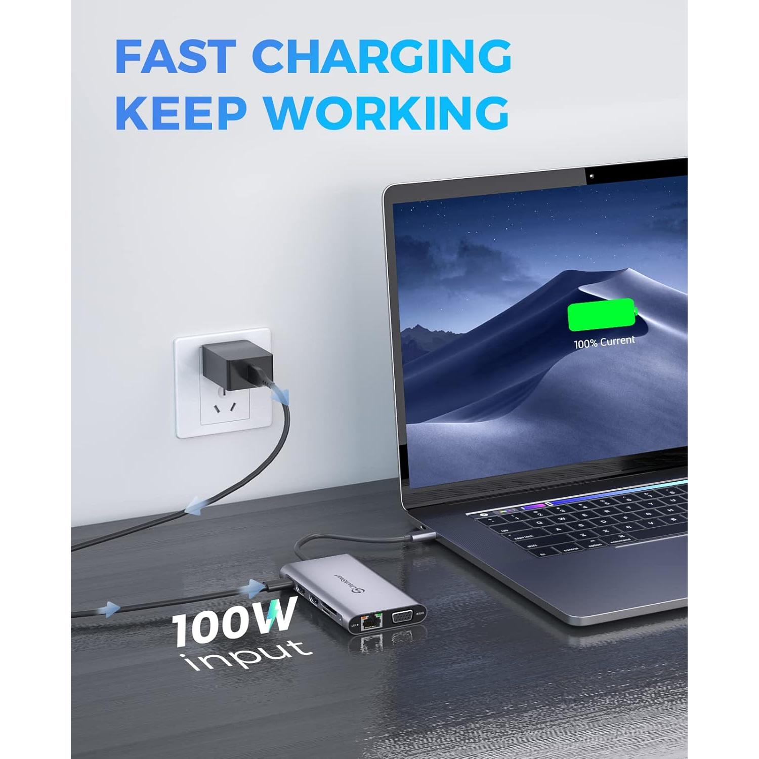 Dock USB C UtechSmart 11 en 1 Triple Pantalla 4K HDMI