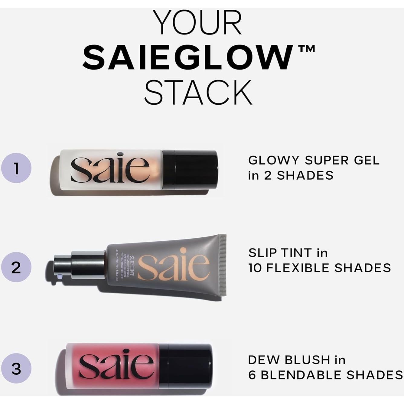 Dúo de Maquillaje Saie: Glowy Super Gel y Rubor Dew
