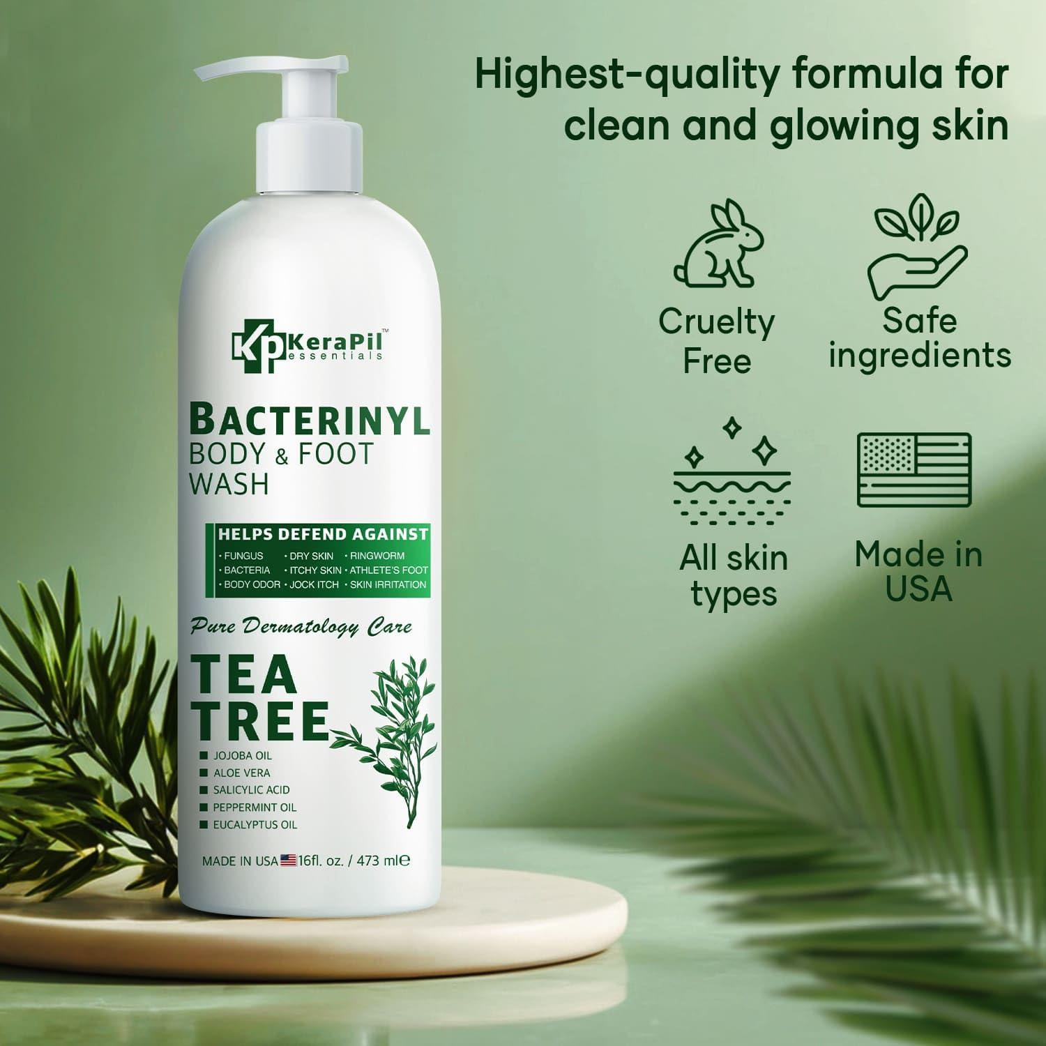 Jabón Corporal Antibacteriano KERAPIL 473ml x 2 - Árbol de Té