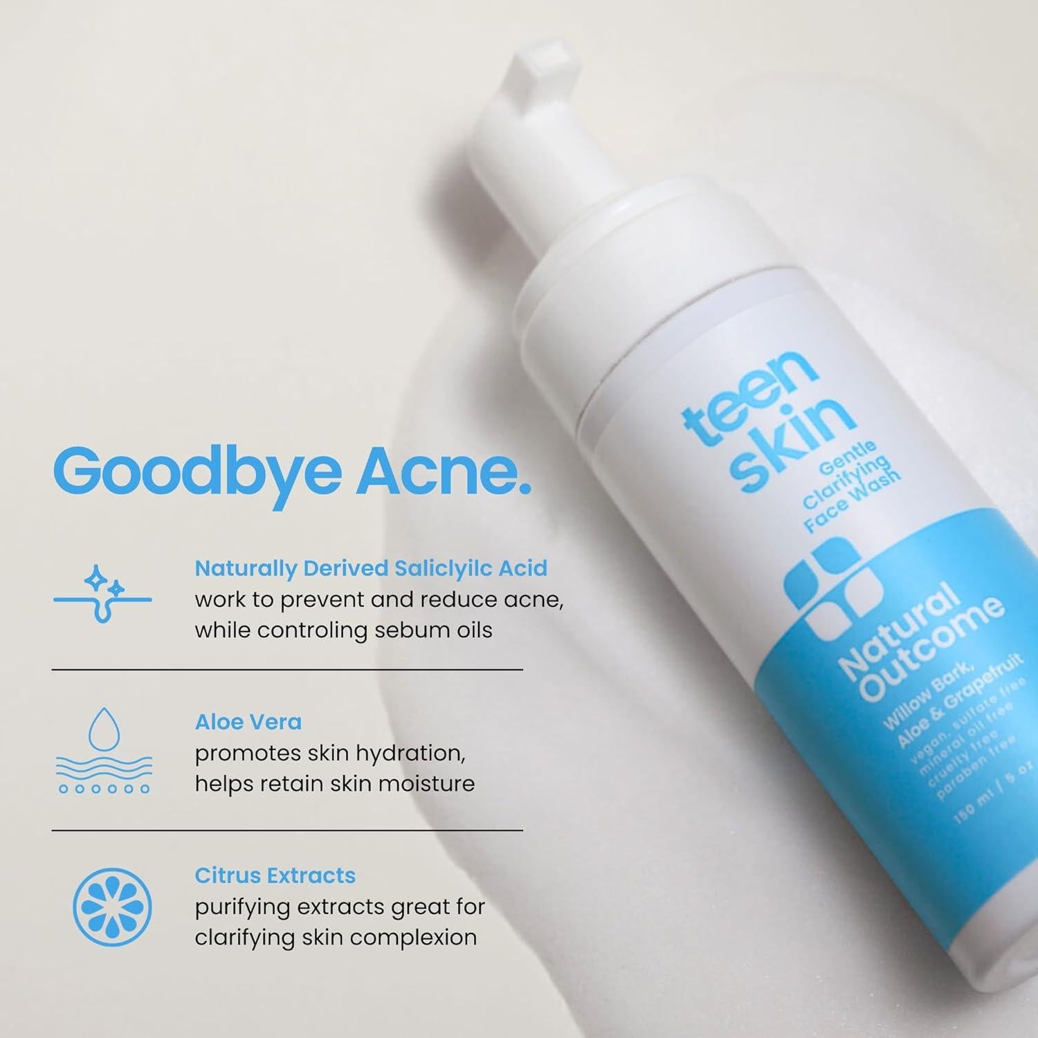 Limpiador Facial Espumoso Resultado Natural 142 g para Adolescentes