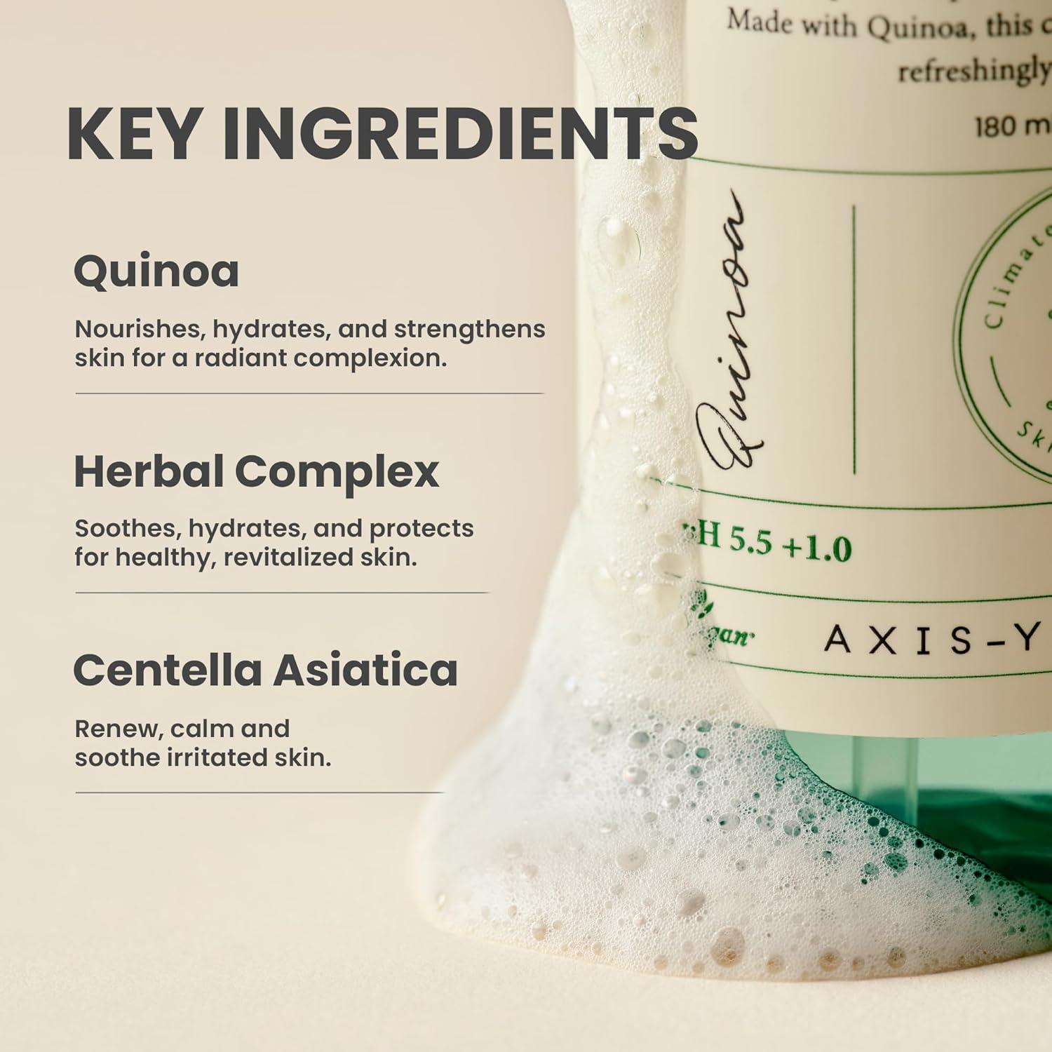 Gel Limpiador Facial AXIS-Y de Quinoa 180 ml - Vegano y Hidratante