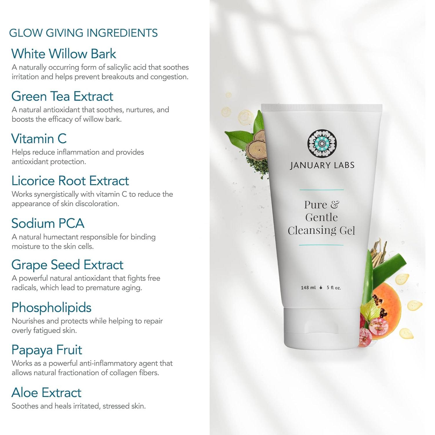 Gel Limpiador Facial Puro y Suave January Labs 142g Piel Sensible