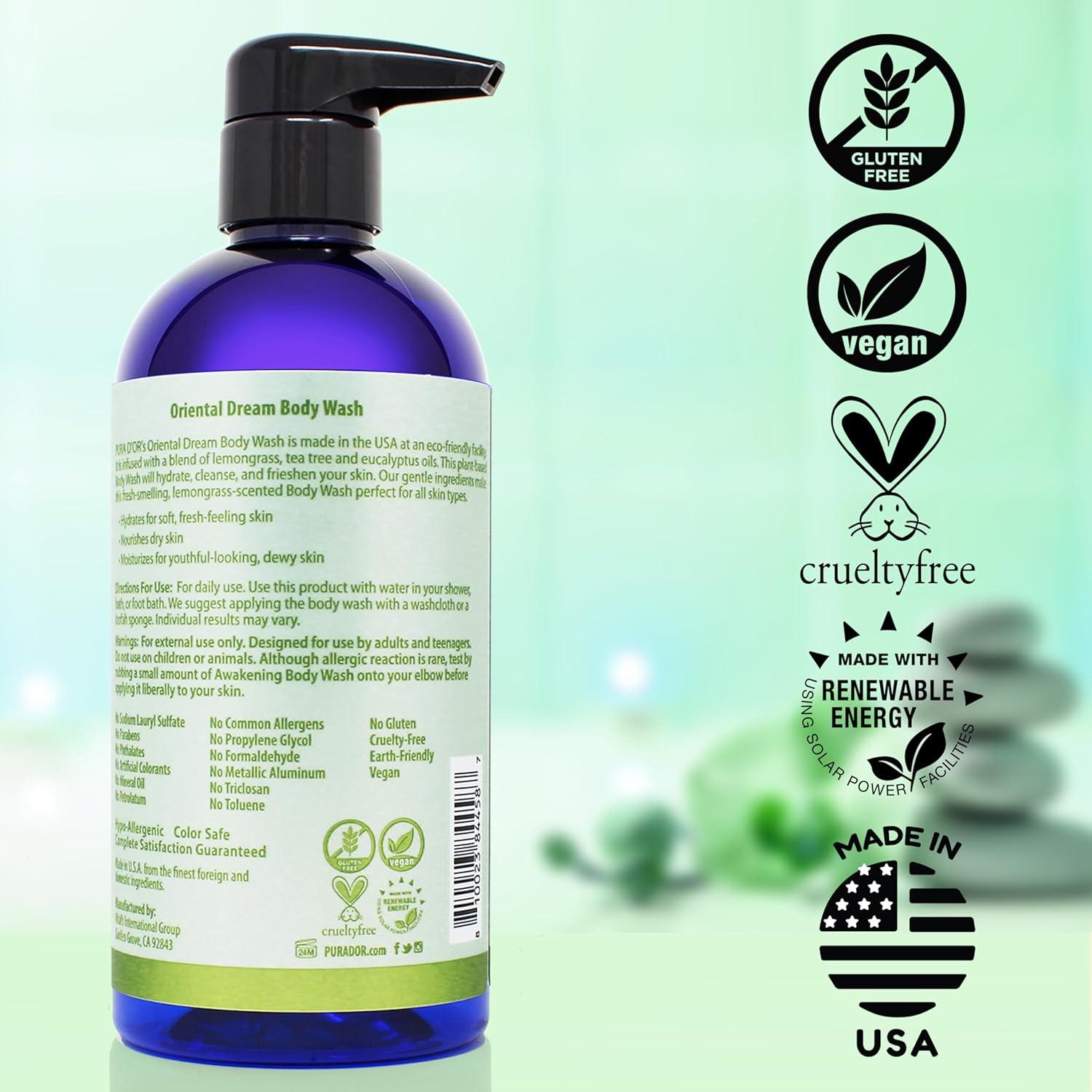 Gel de Ducha PURA D'OR 473 ml Aroma Hierba Limón Aloe Vera