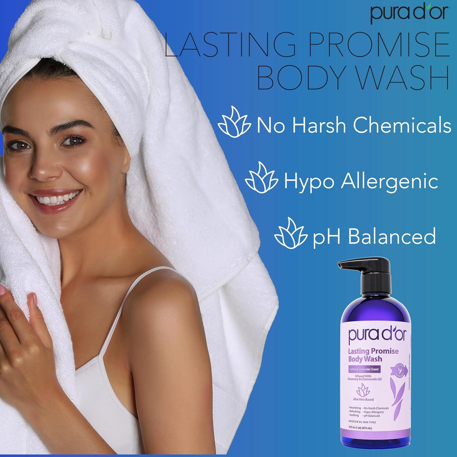 Gel de Ducha PURA D'OR 473 ml Lavanda Aloe Vera Hipoalergénico