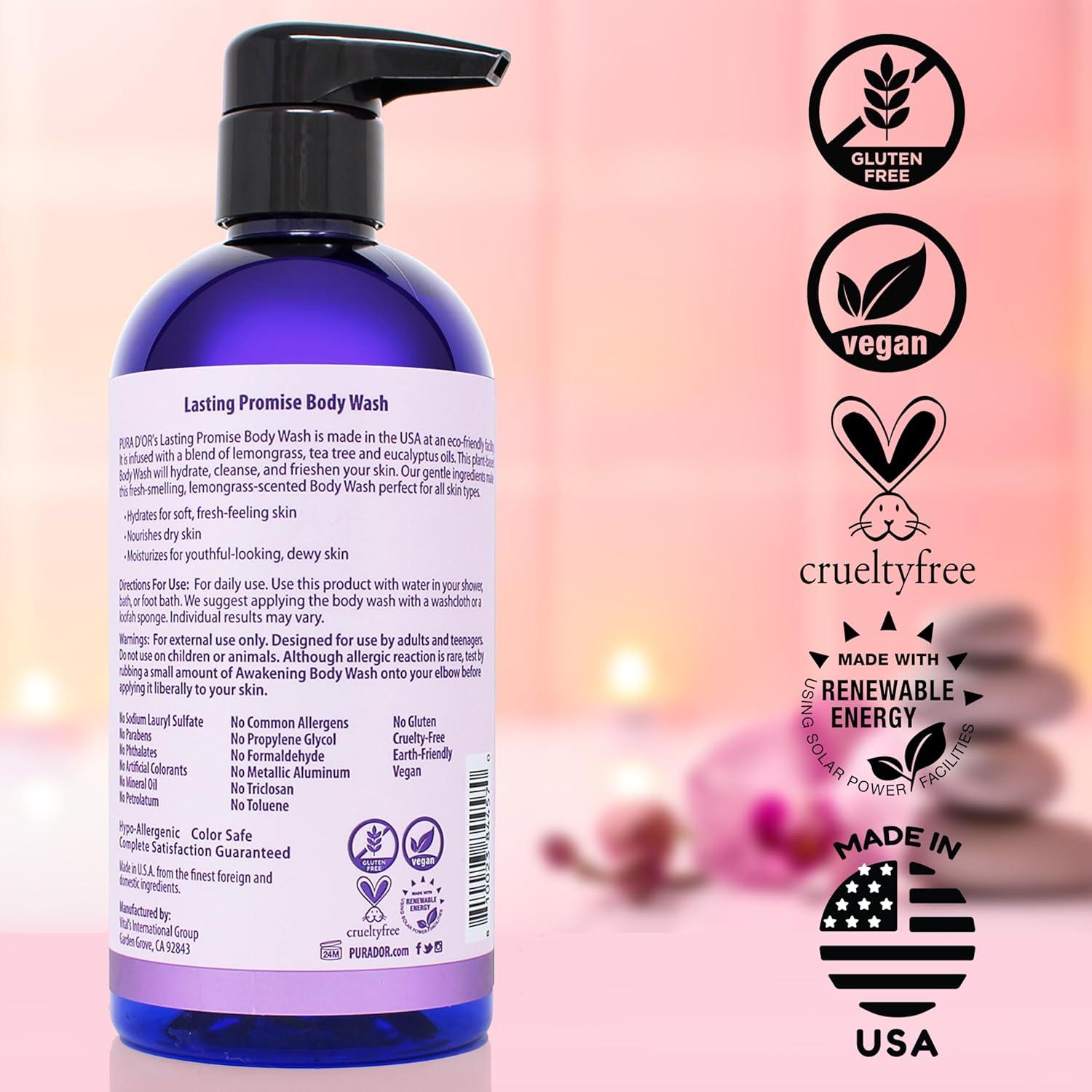 Gel de Ducha PURA D'OR 473 ml Lavanda Aloe Vera Hipoalergénico