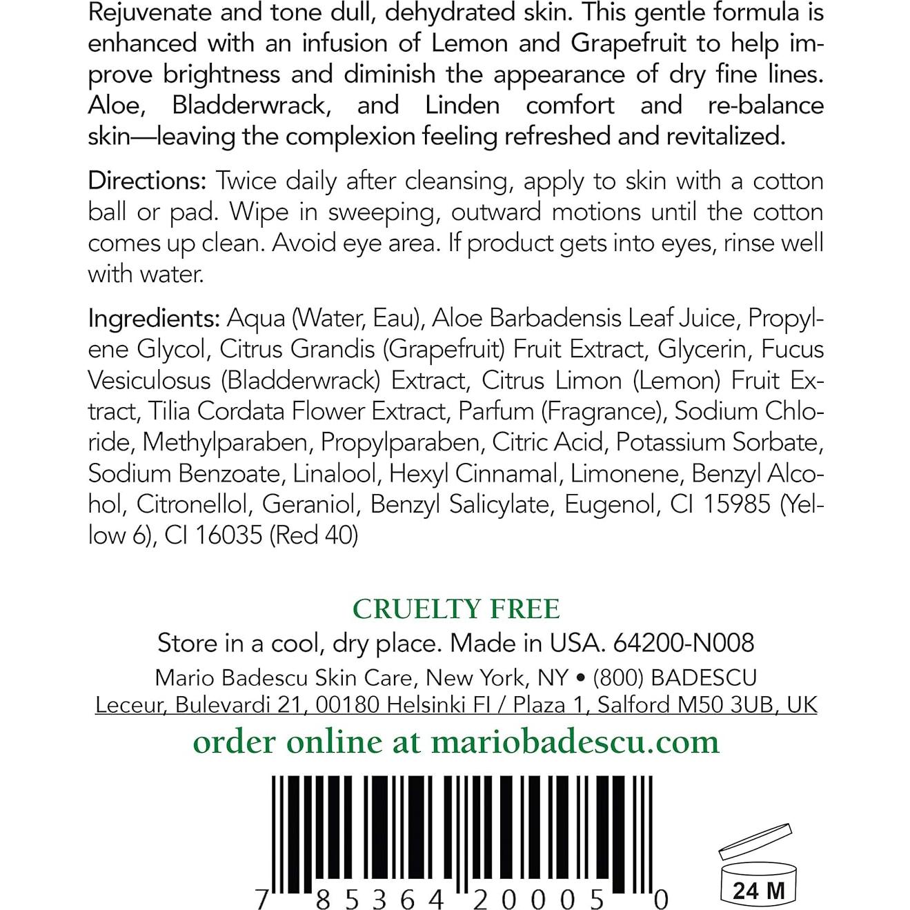 Tónico Facial Sin Alcohol Mario Badescu 236.6 ml Pomelo