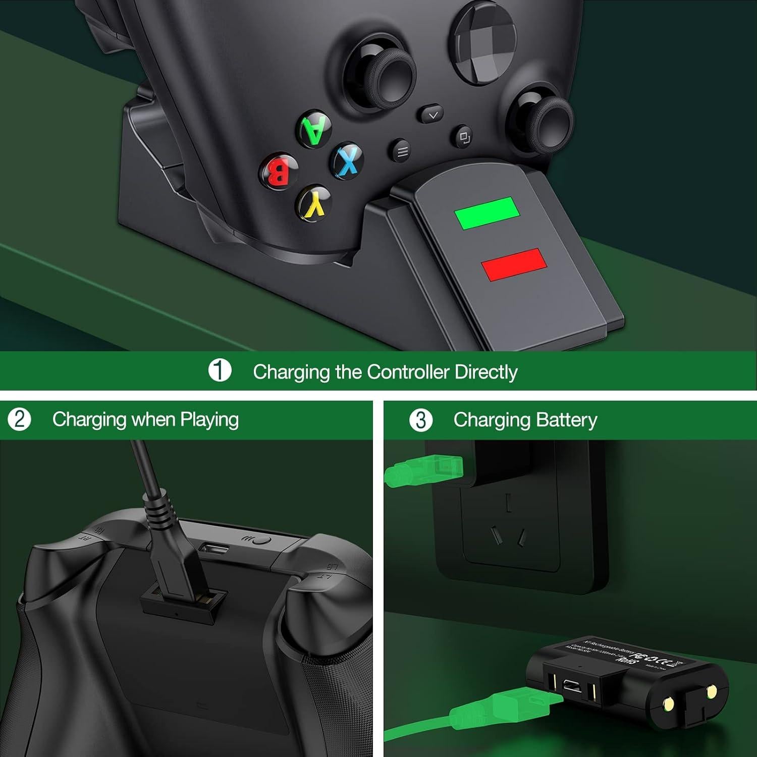 Estación de Carga para Controlador Xbox LIFUFUTEE 2x 1200mAh