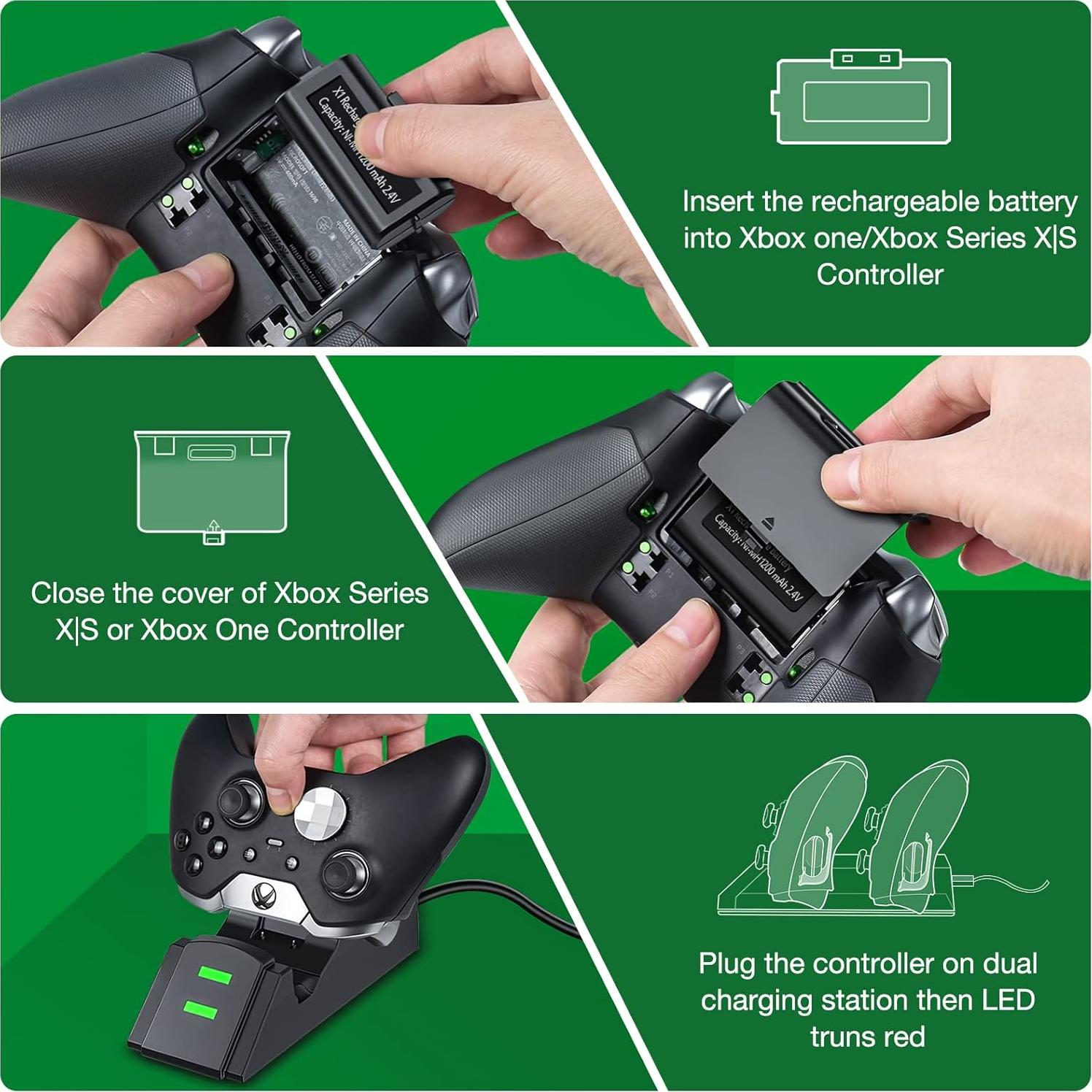 Estación de Carga para Controlador Xbox LIFUFUTEE 2x 1200mAh