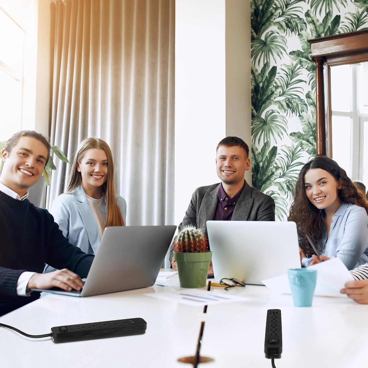 Regleta de Sobretensión Kanayu 6 Piezas 5 Salidas CA 3 USB 1.5m Negro