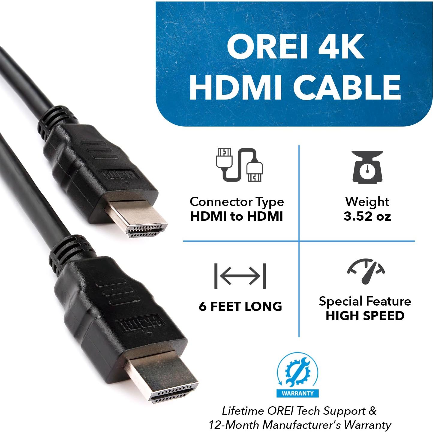 Cable HDMI OREI 1.83 m Alta Velocidad 2-Pack 4K 3D