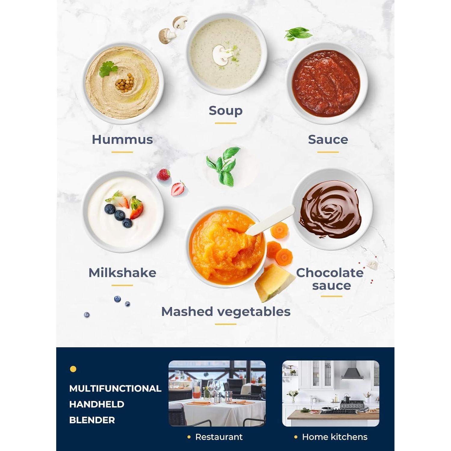 Batidora de Inmersión Flyseago 500W 20" Eje Removible Velocidad Ajustable