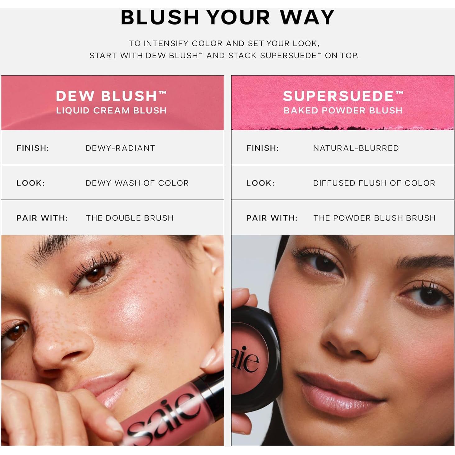 Dúo de Rubor Horneado SuperSuede Saie + Brocha Vegana