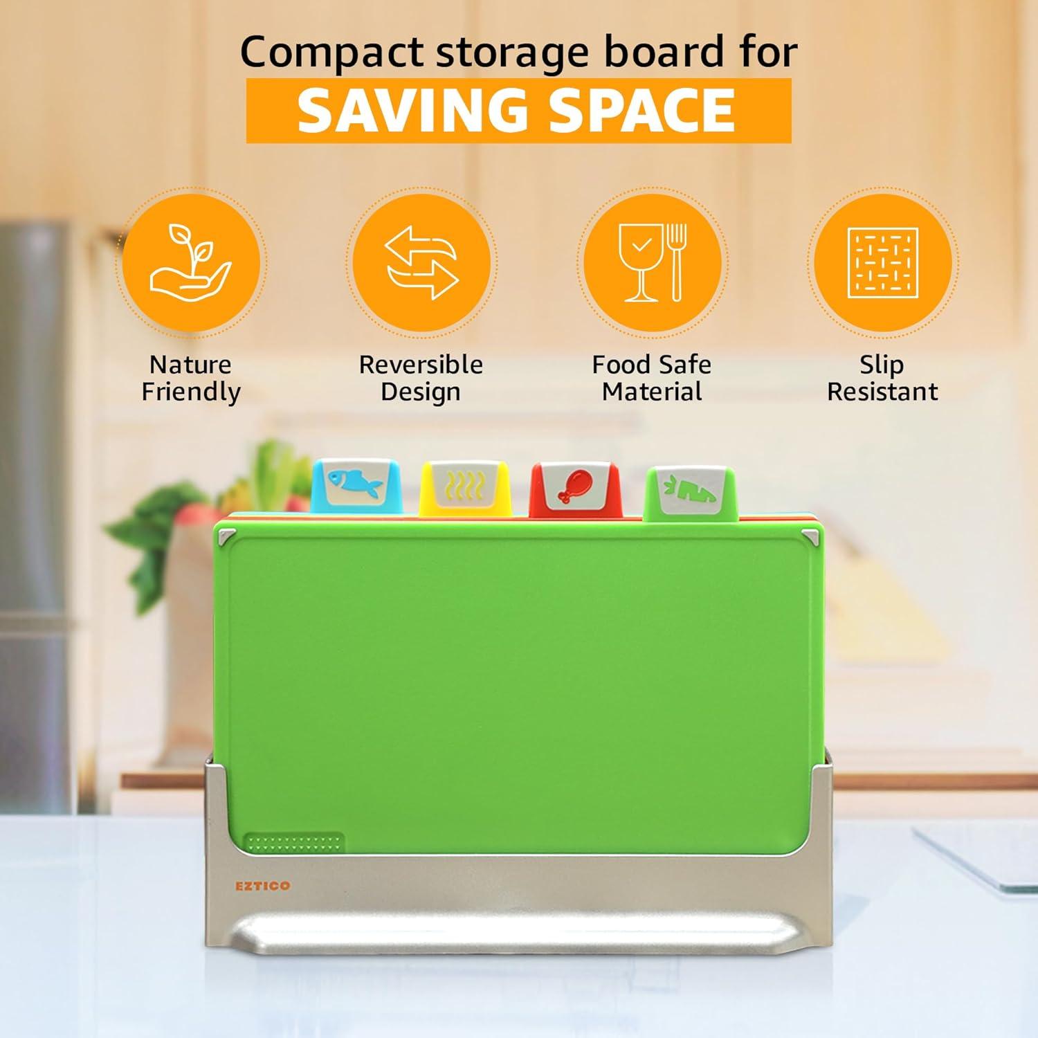 Juego de Tablas de Cortar EZTICO 4 Piezas Antideslizantes BPA Free