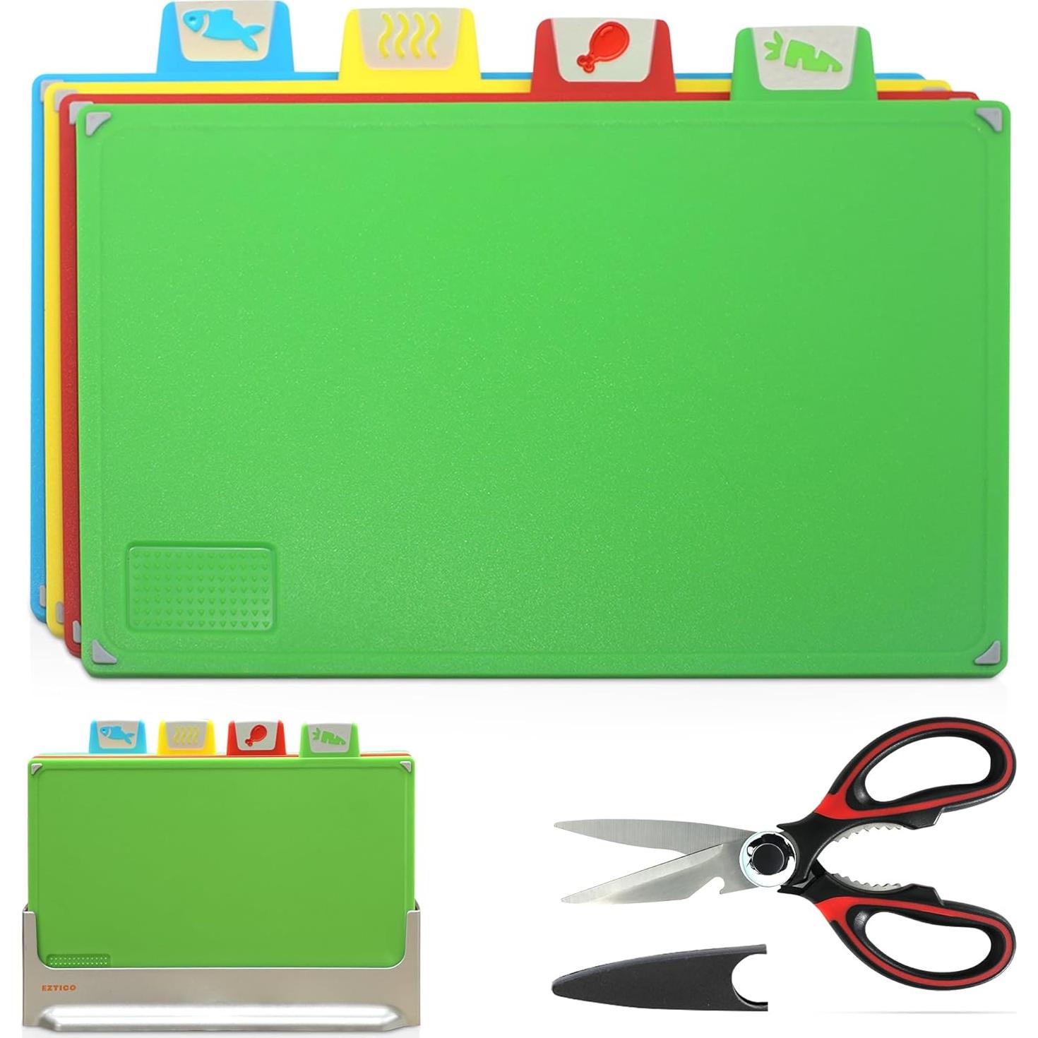 Juego de Tablas de Cortar EZTICO 4 Piezas Antideslizantes BPA Free