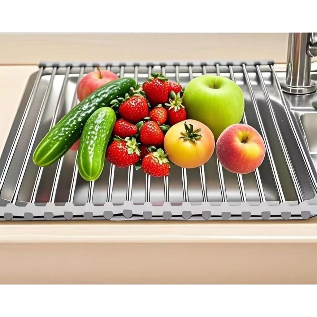 Escurridor de Platos Plegable D DrNeeko, Acero Inoxidable 36.8x35.6cm