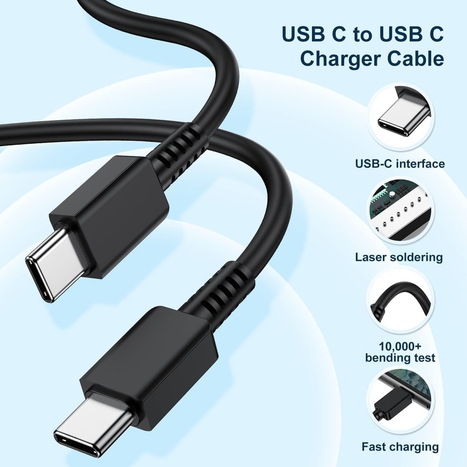 Cargador Rápido 45W USB C Jeenek + Cable 10 Pies Negro