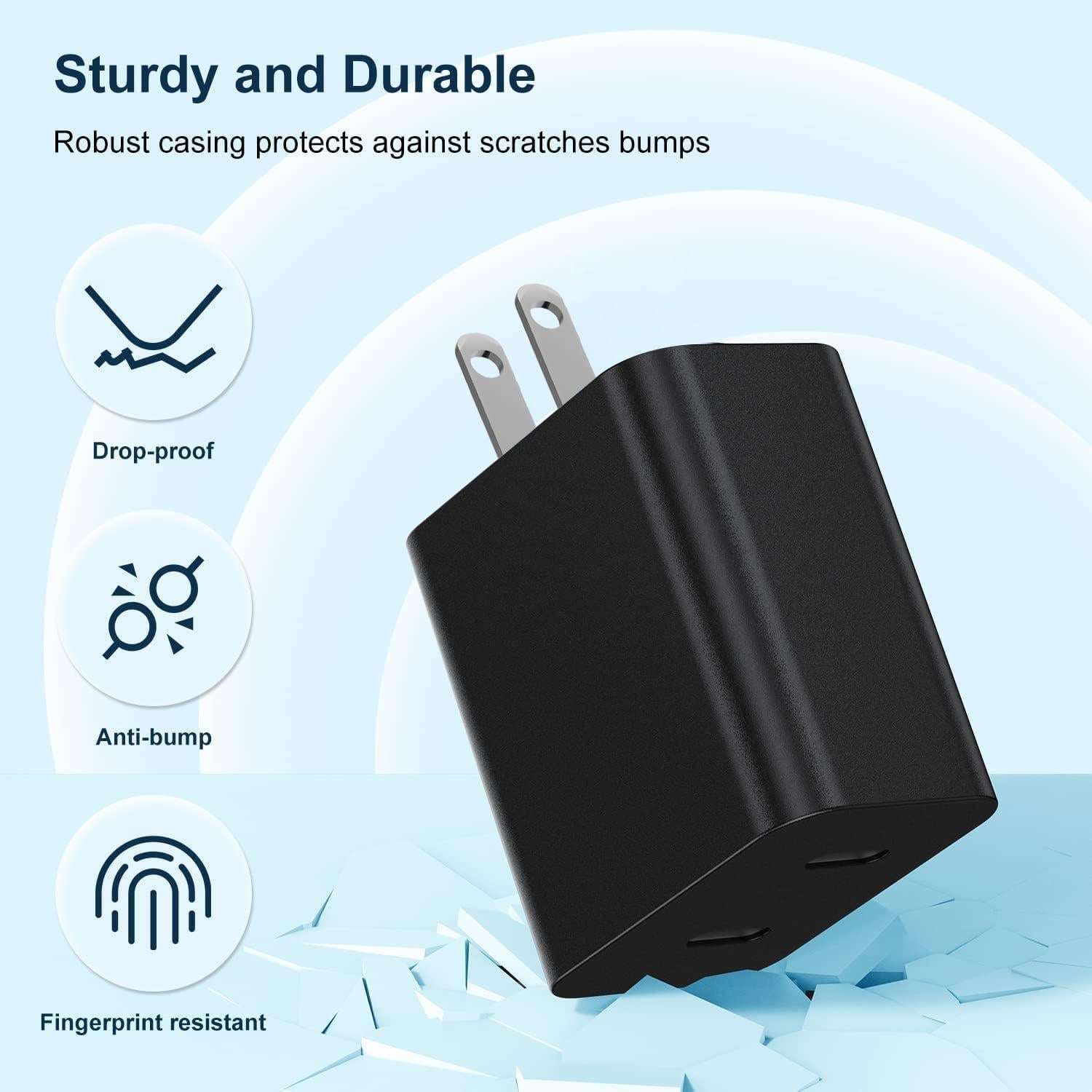 Cargador Rápido 45W USB C Jeenek + Cable 10 Pies Negro