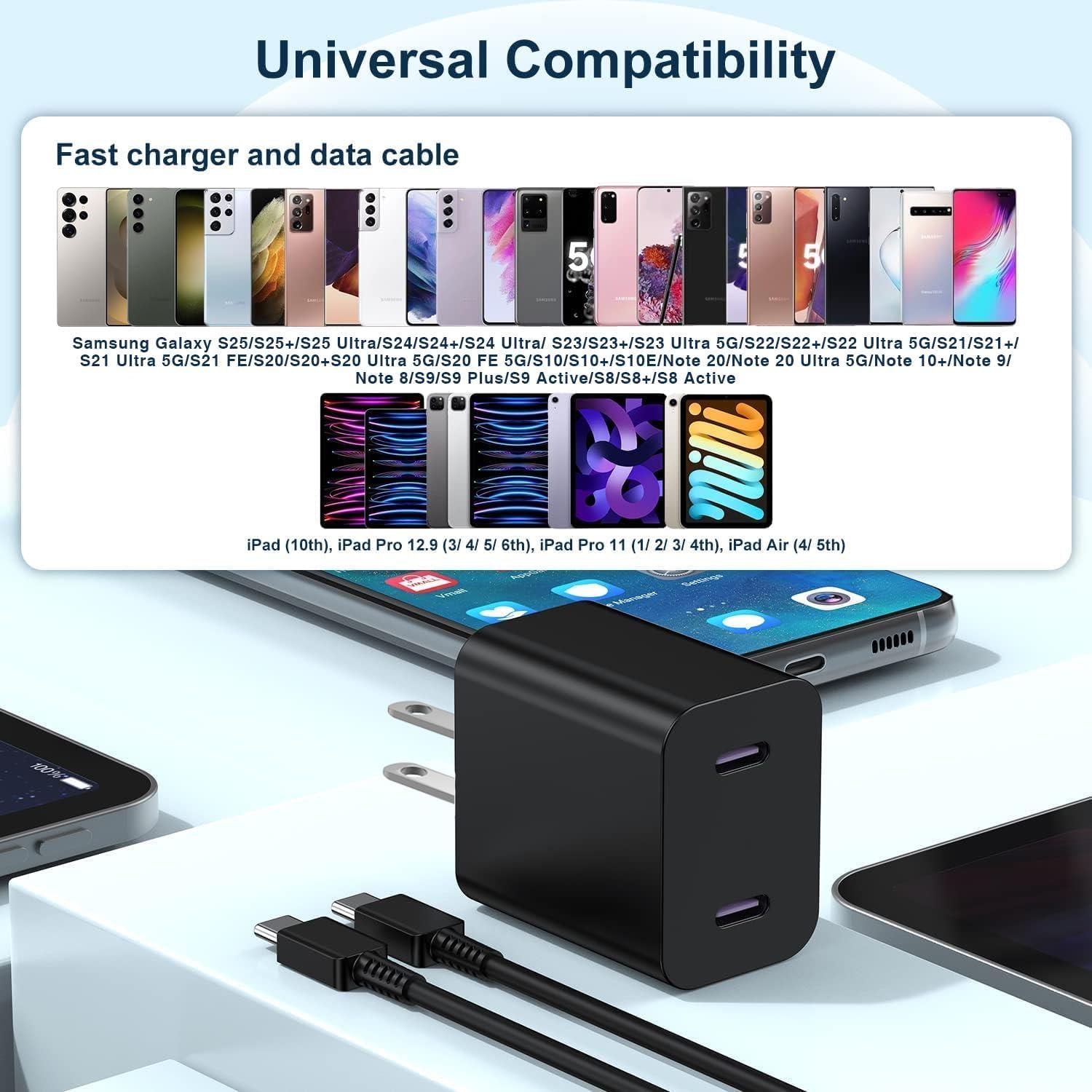 Cargador Rápido 45W USB C Jeenek + Cable 10 Pies Negro