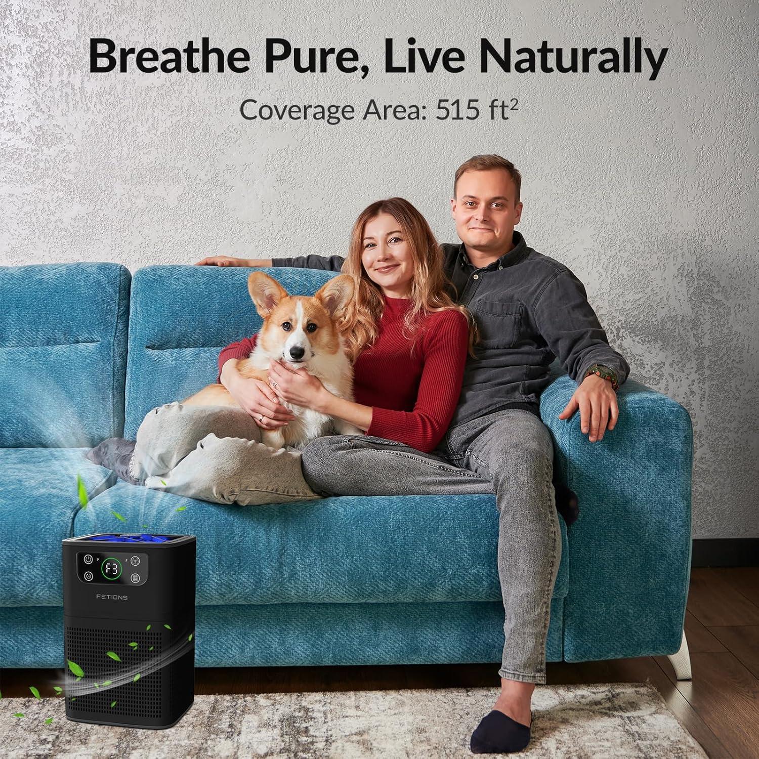 Purificador de Aire FETIONS ZQA-3000A HEPA 3-en-1 Negro