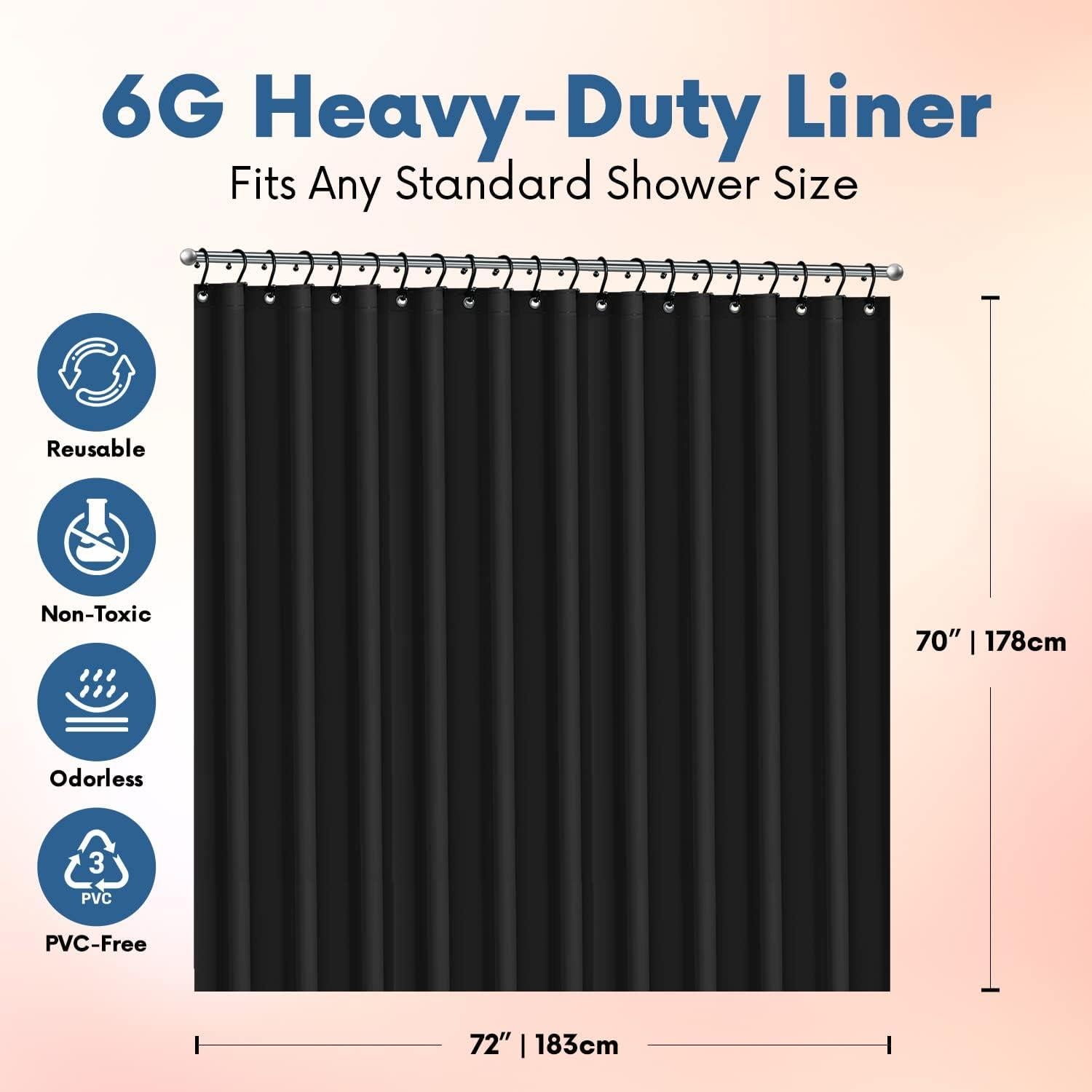 Forro de Ducha Colección Italiana 182.5x182.5cm Negro PEVA