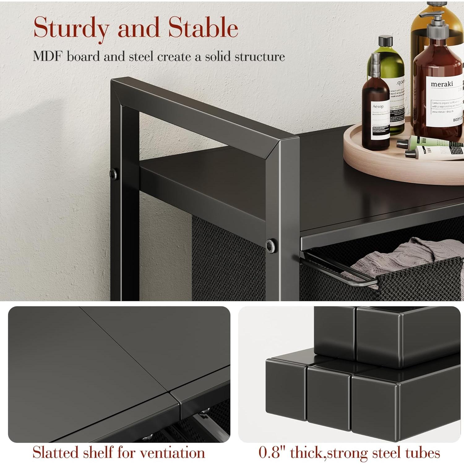 Cesto de Ropa Organizador Kitstorack 89L con Estante y 2 Bolsas