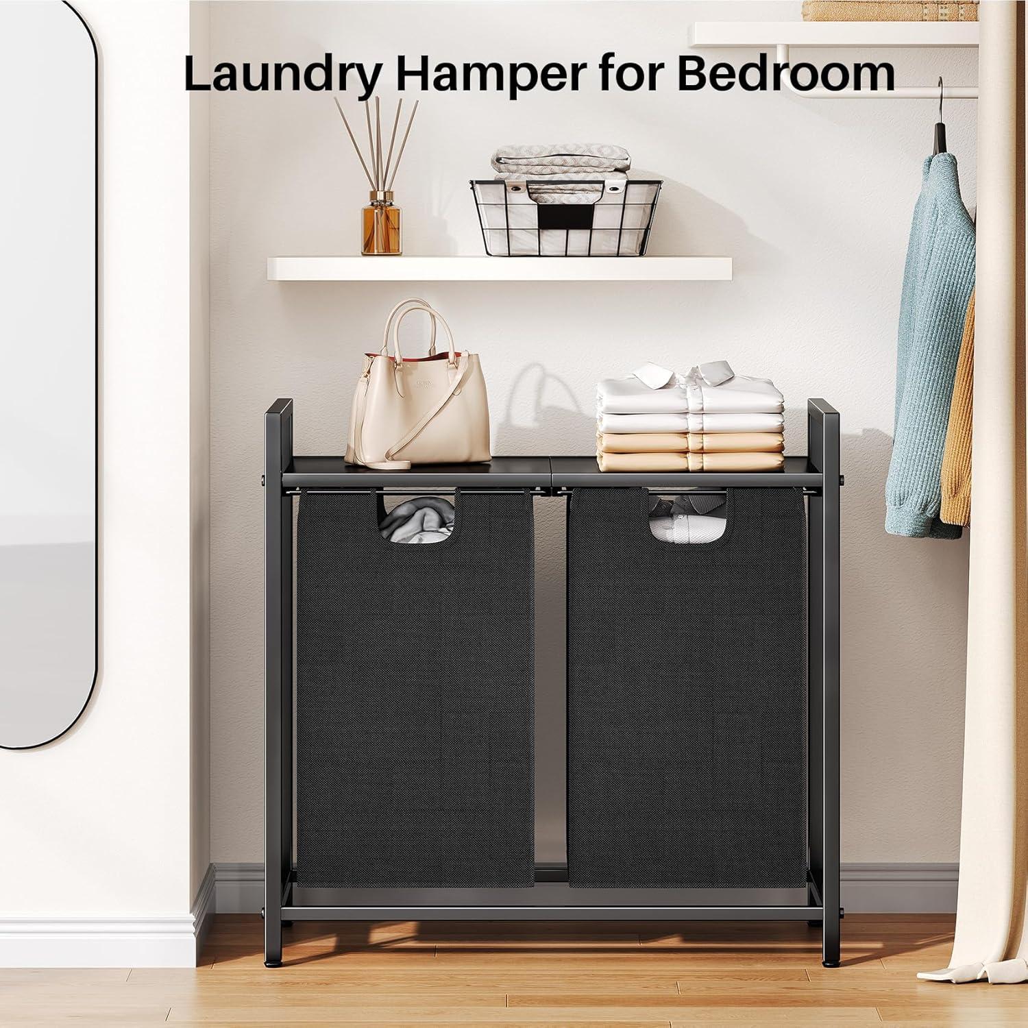 Cesto de Ropa Organizador Kitstorack 89L con Estante y 2 Bolsas