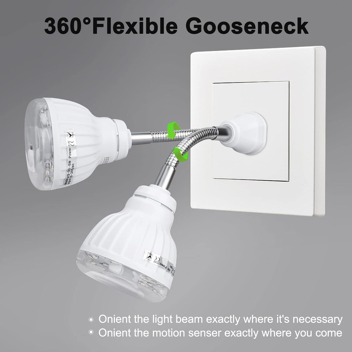 Luz Nocturna LED con Sensor de Movimiento DEKELIY 5W 2 Pcs