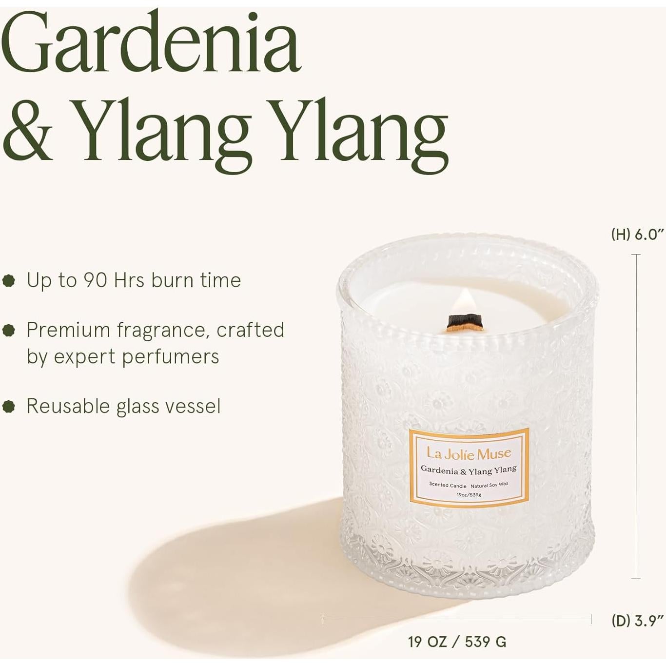 Vela Aromática LA JOLIE MUSE Gardenia y Ylang Ylang 540 g