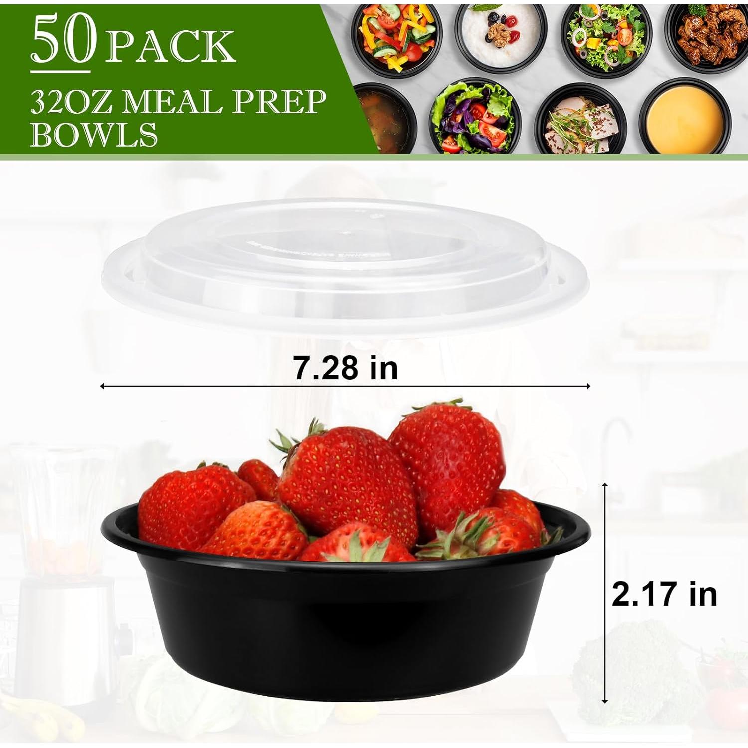 Contenedores de Comida RANLITTLE 32oz - 50 Paquete Apilables