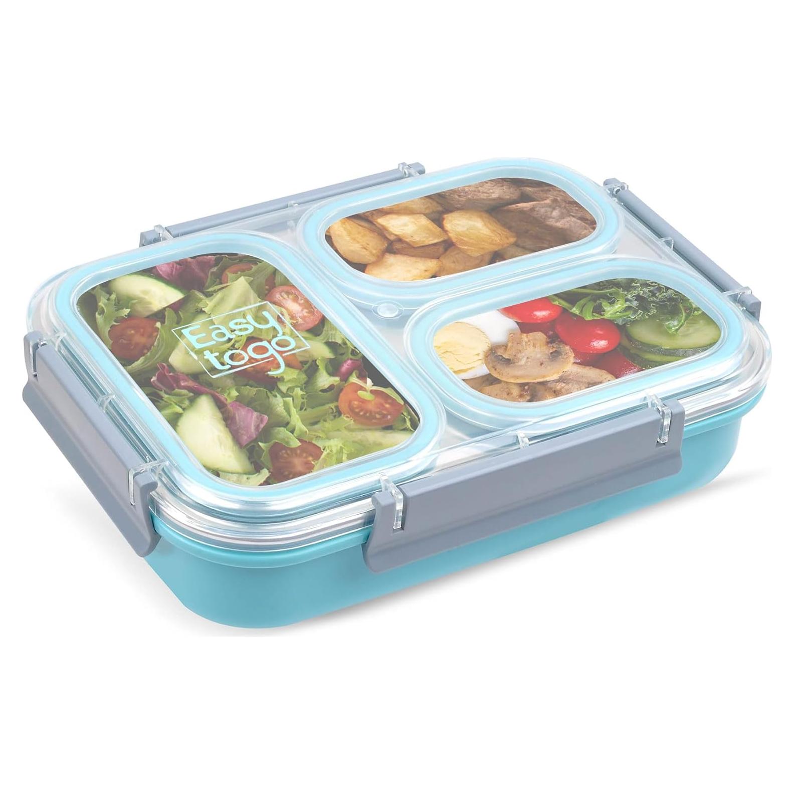 Caja Bento Acero Inoxidable Easy Togo 3 Compartimentos 1.13L Azul