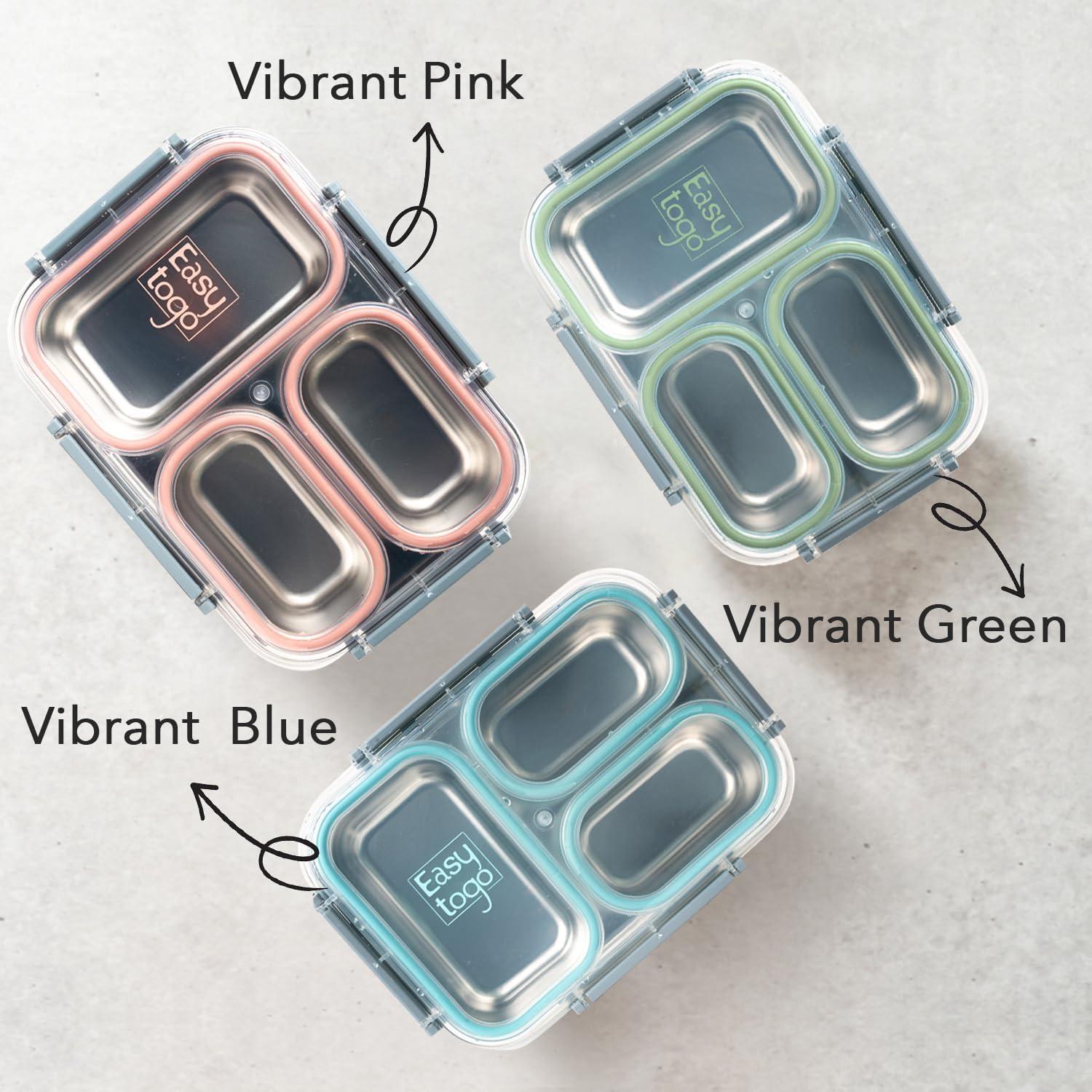 Caja Bento Acero Inoxidable Easy Togo 3 Compartimentos 1.13L Azul