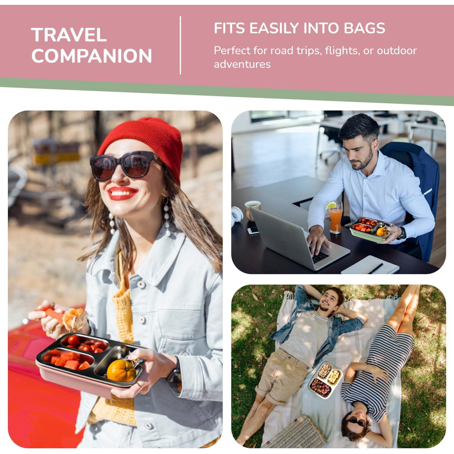 Caja Bento Acero Inoxidable Easy Togo 3 Compartimentos 1.13L Azul