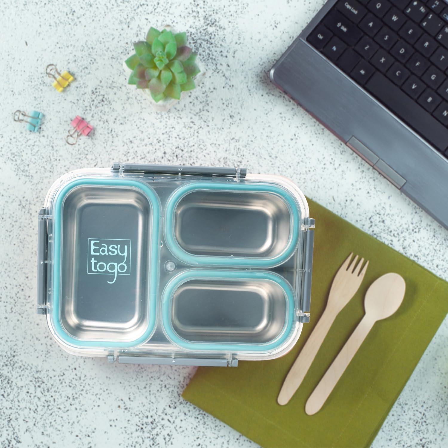 Caja Bento Acero Inoxidable Easy Togo 3 Compartimentos 1.13L Azul