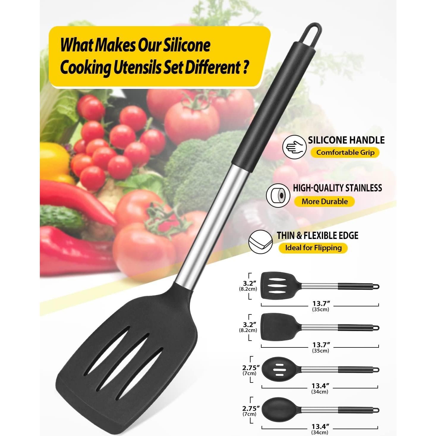 Juego de Utensilios de Cocina BUNDLEPRO 4 Piezas Silicona Negra