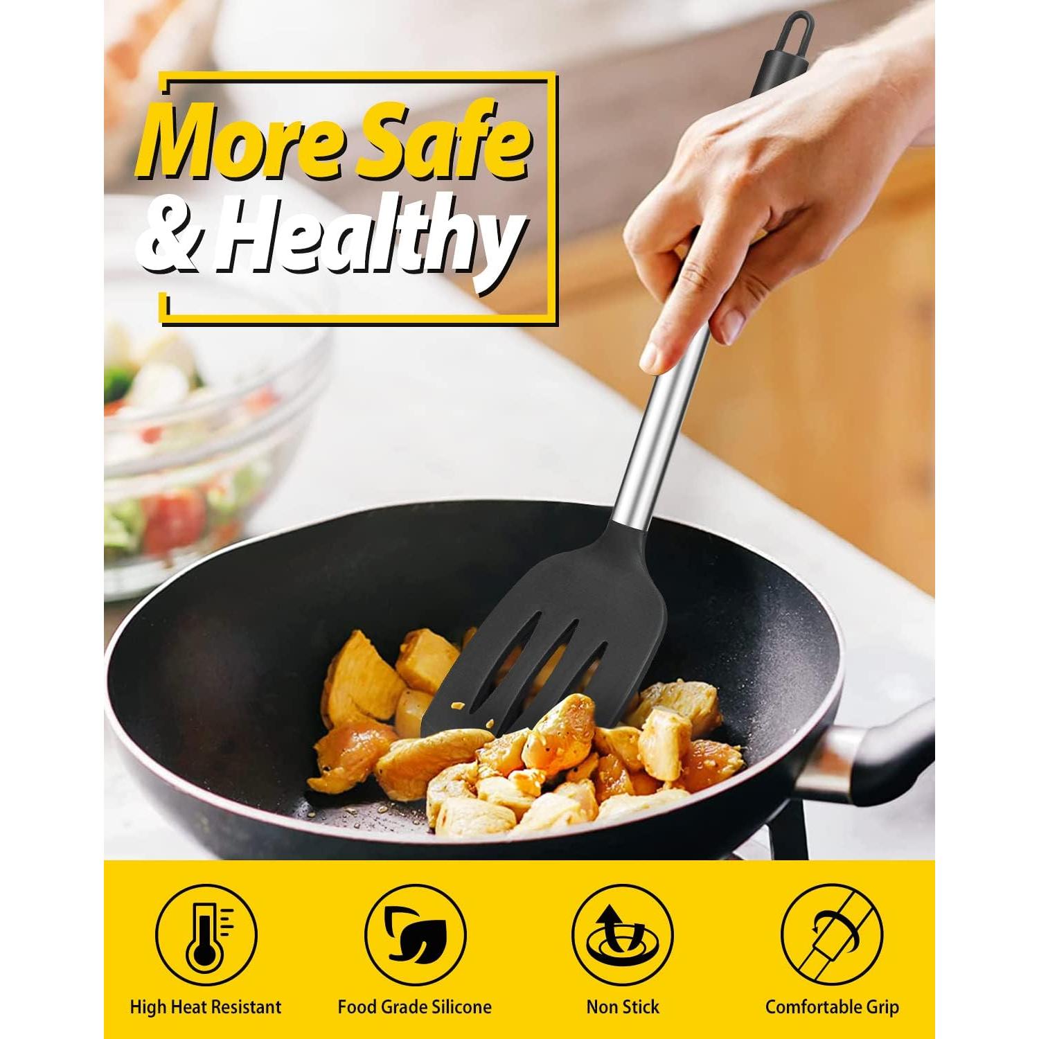 Juego de Utensilios de Cocina BUNDLEPRO 4 Piezas Silicona Negra