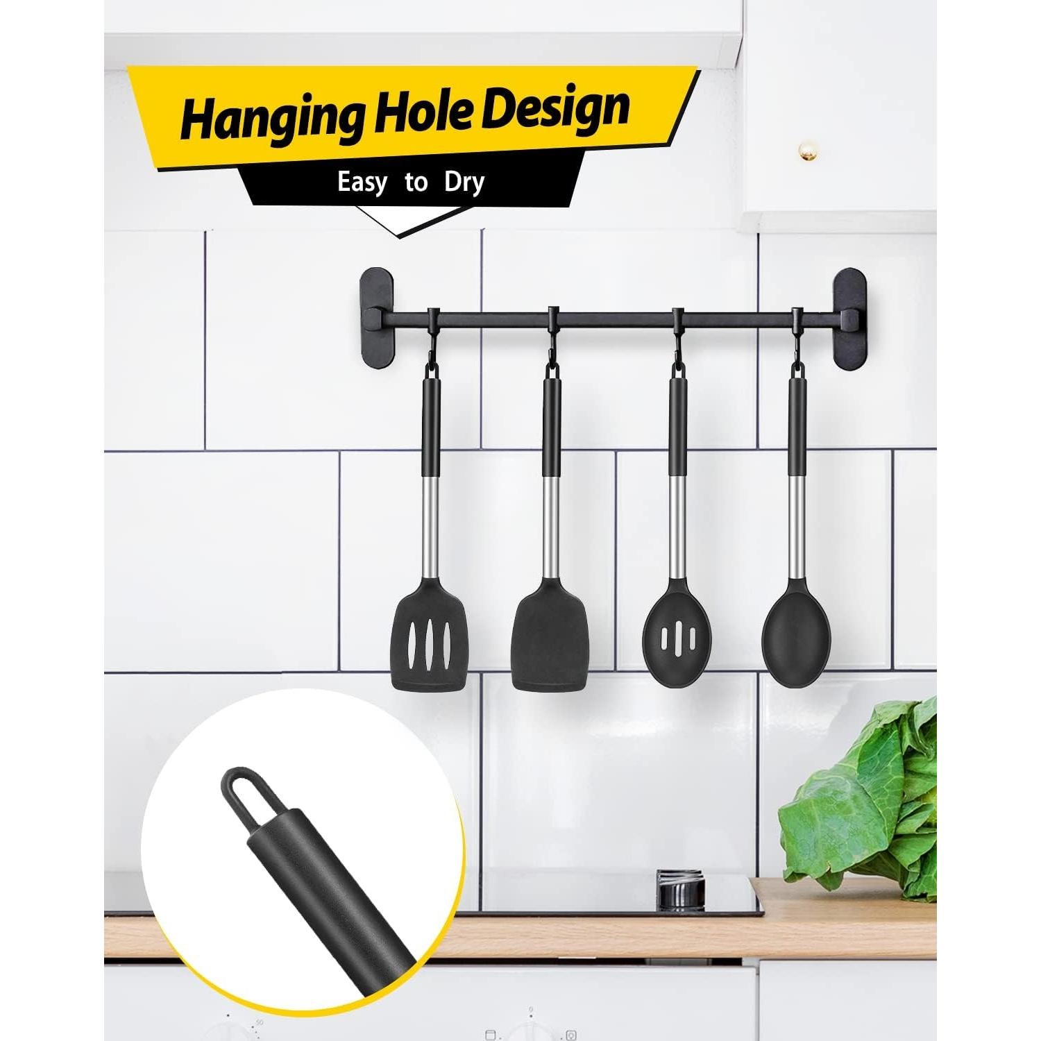 Juego de Utensilios de Cocina BUNDLEPRO 4 Piezas Silicona Negra