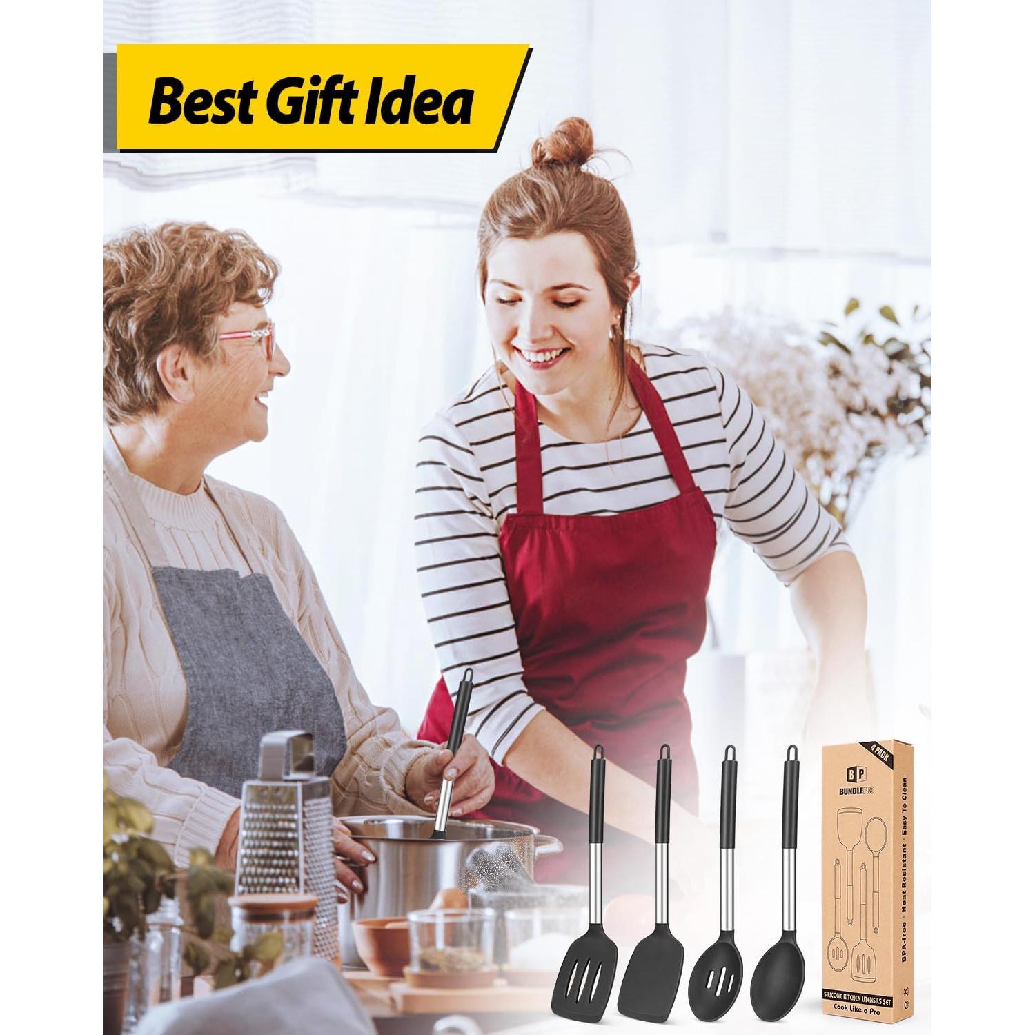 Juego de Utensilios de Cocina BUNDLEPRO 4 Piezas Silicona Negra