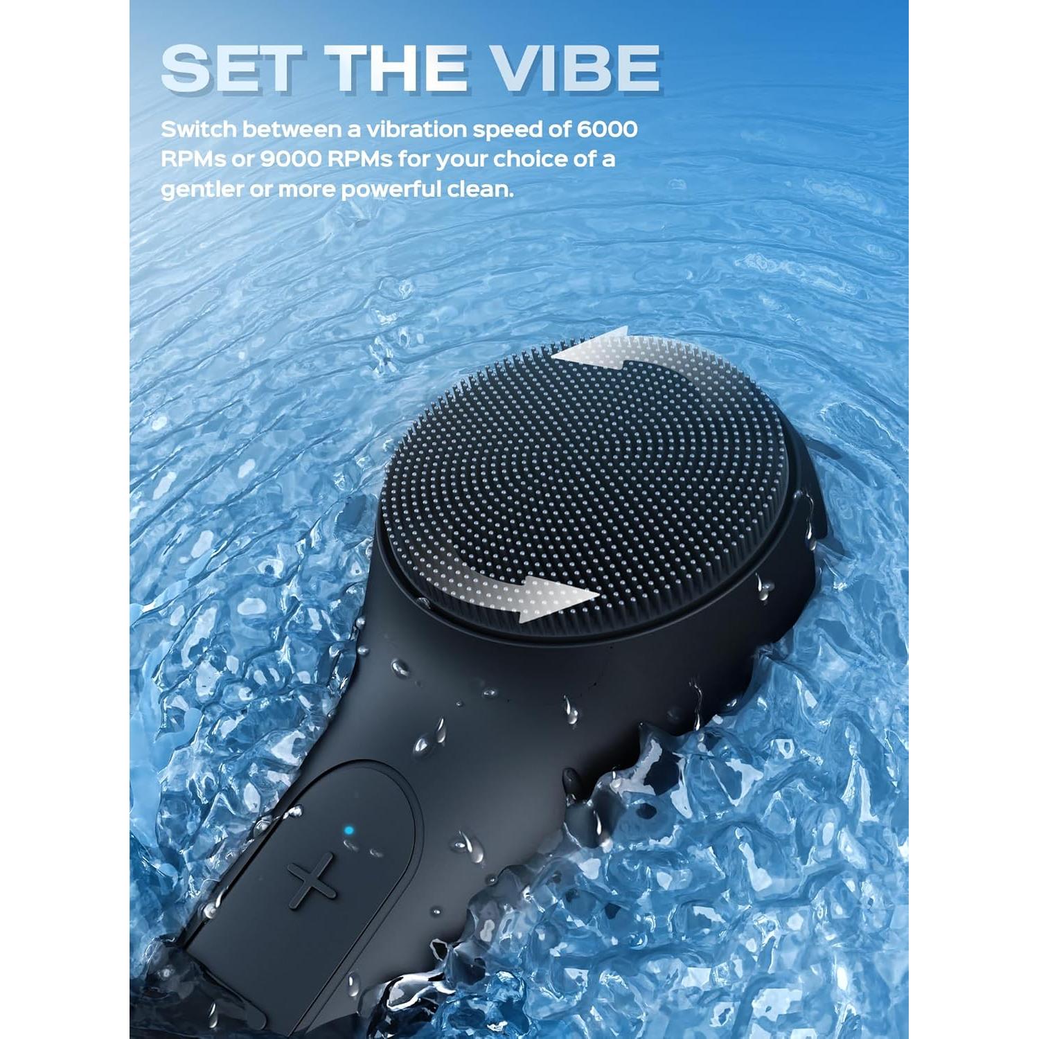 Cepillo Facial Eléctrico Naturwick Negro con Masaje y Espuma