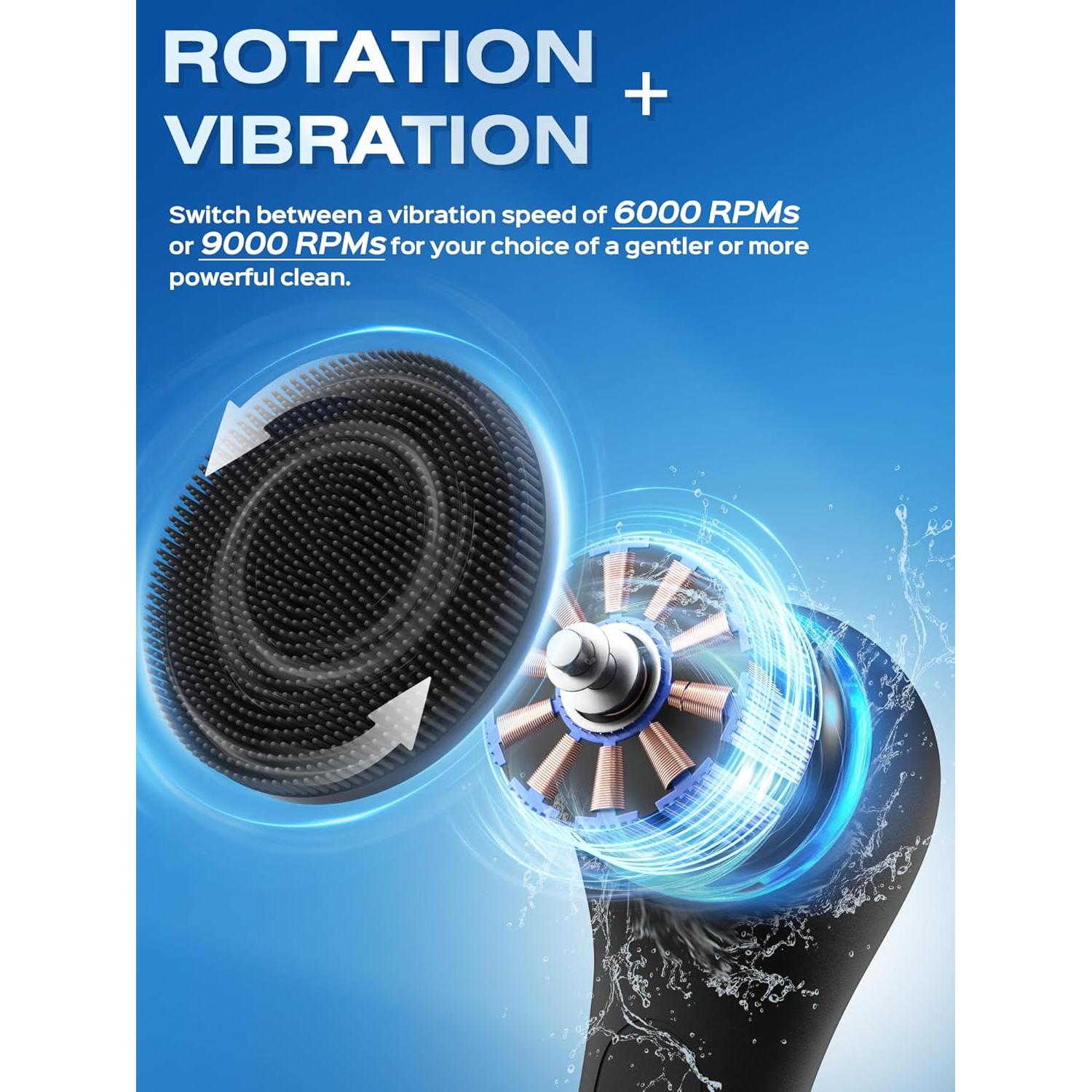 Cepillo Facial Eléctrico Naturwick Negro con Masaje y Espuma