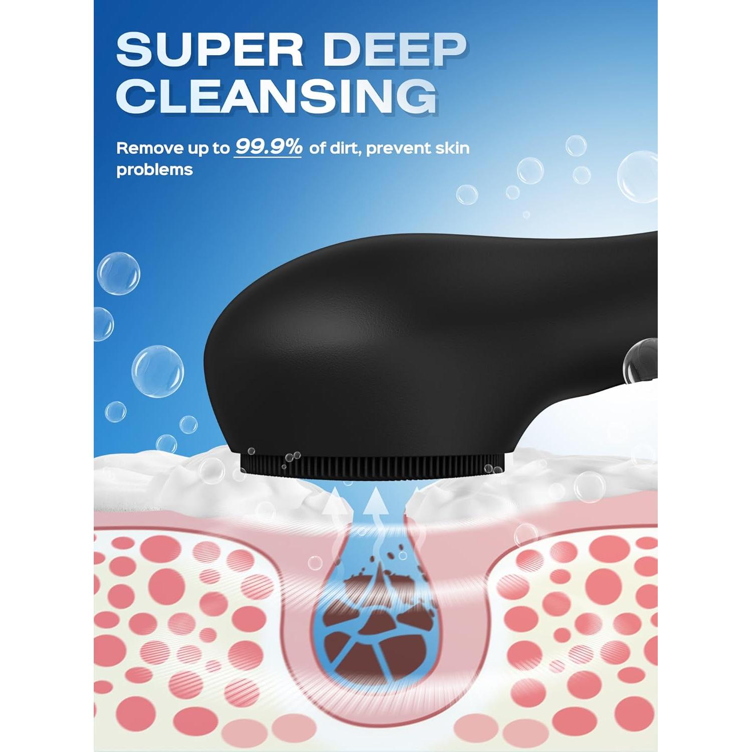 Cepillo Facial Eléctrico Naturwick Negro con Masaje y Espuma