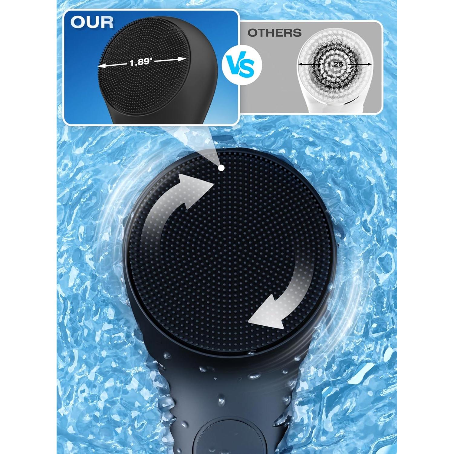 Cepillo Facial Eléctrico Naturwick Negro con Masaje y Espuma