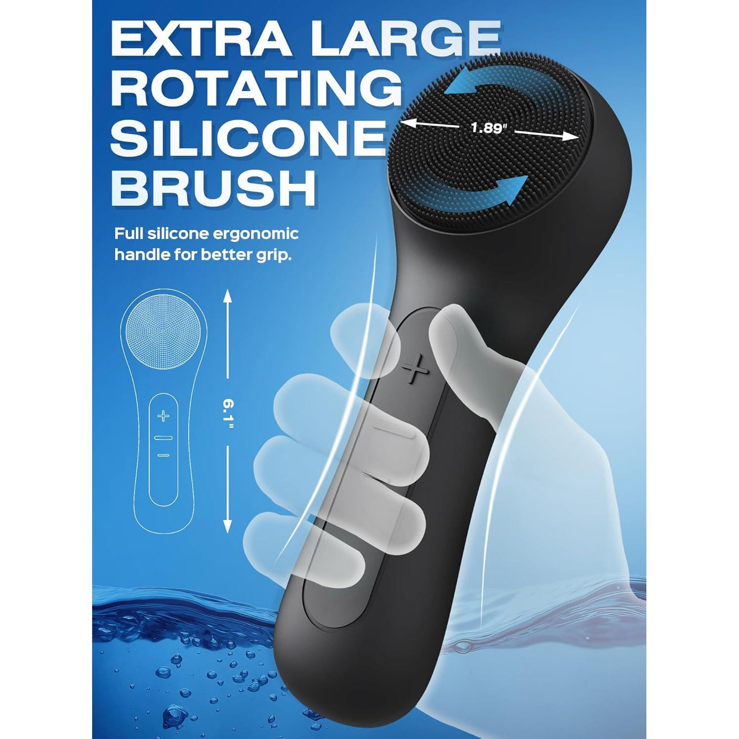 Cepillo Facial Eléctrico Naturwick Negro con Masaje y Espuma