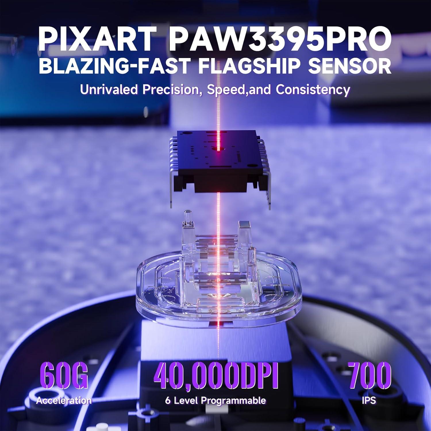 Ratón Gaming Inalámbrico MAMBASNAKE X8 PRO 40K DPI Negro