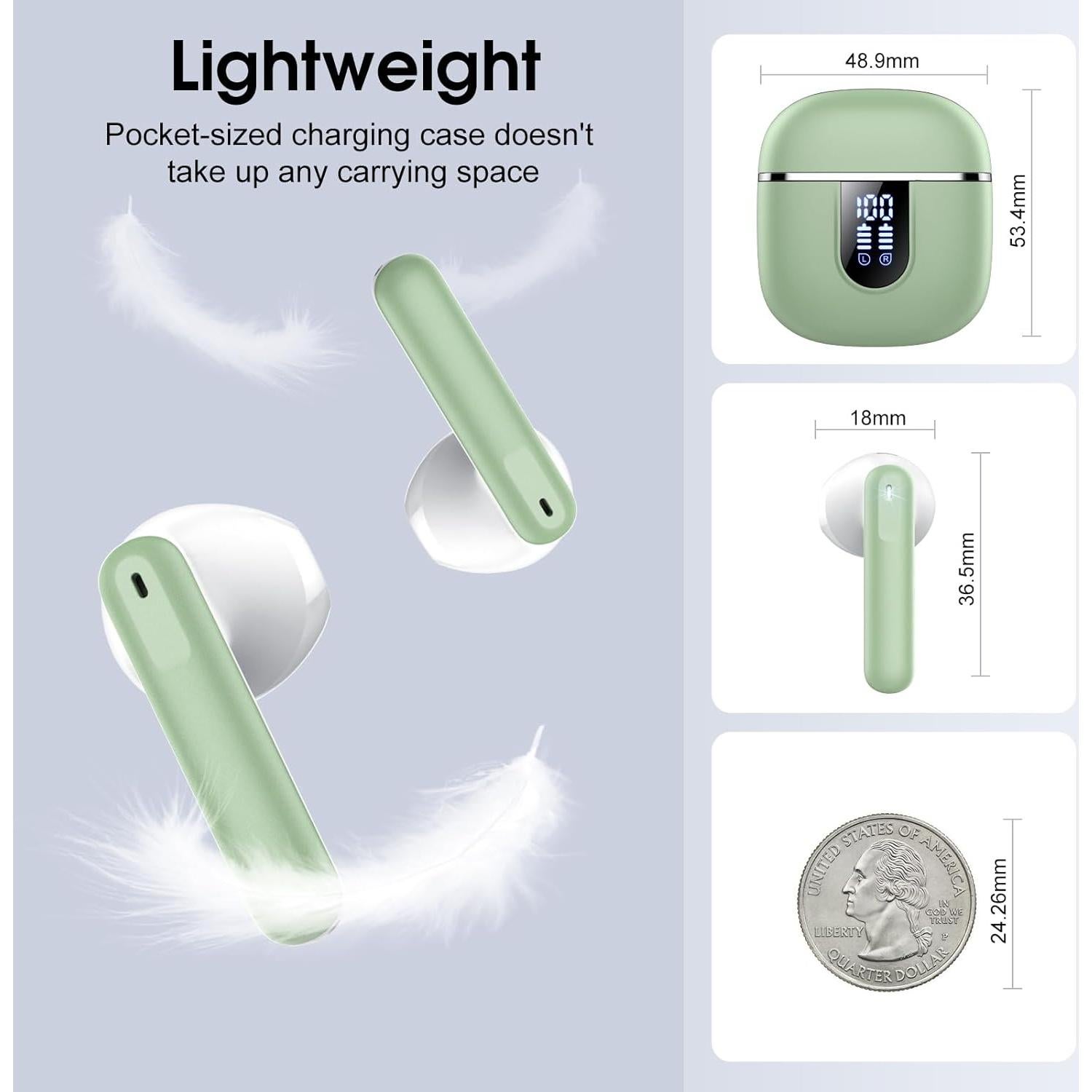 Auriculares Inalámbricos Cillso H97 Bluetooth 5.4 40H IP7 Verde