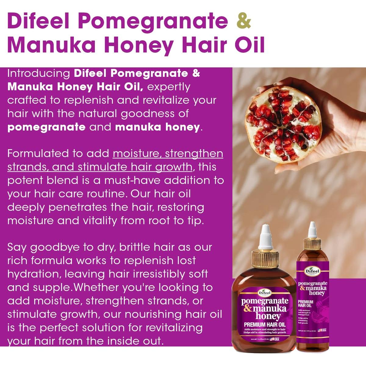 Aceite Capilar Difeel Granada & Miel de Manuka 75 ml - Hidratante y Fortalecedor