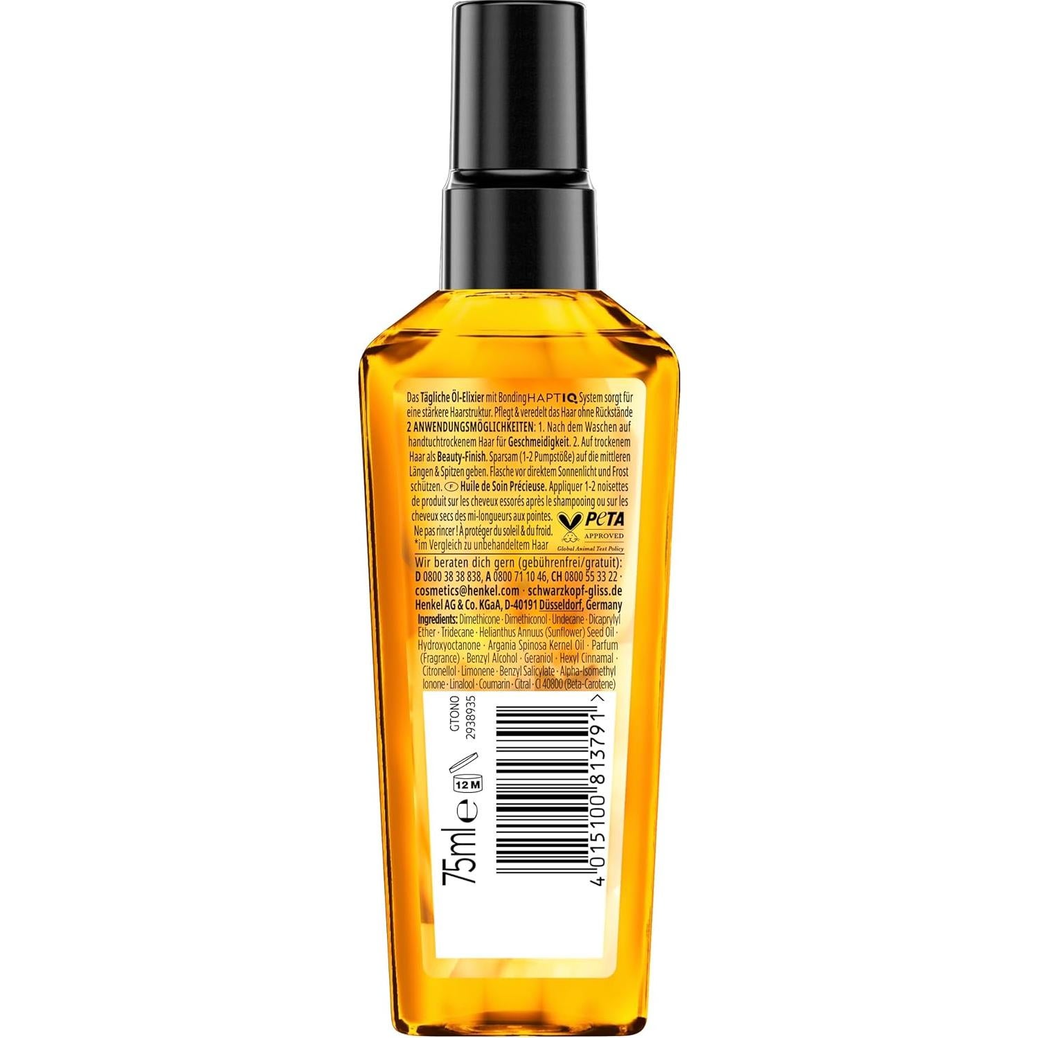 Elixir de Aceite Gliss Kur 75 ml - Nutre Cabello Seco con Argán