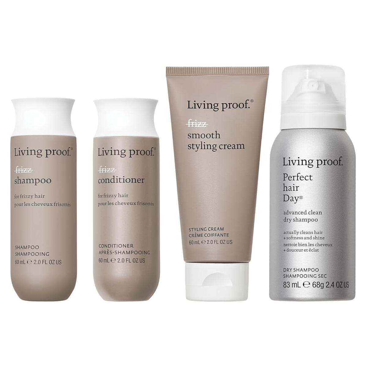 Kit Viaje Cabello Sin Frizz Living Proof - Champú, Acondicionador y Crema