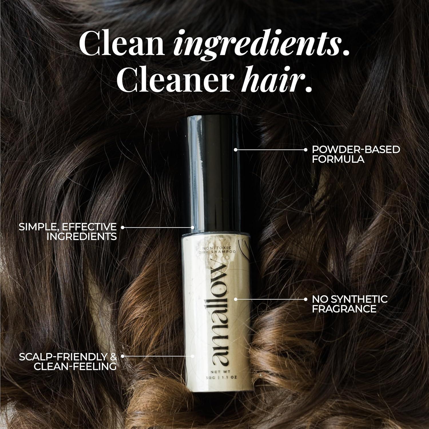 Polvo de Champú Seco Orgánico Amallow - Sin Talco y Aerosol - 90g